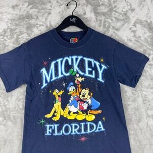 Vintage Disney Mickey Mouse Florida Graphic T=Shirt Mens Small Y2K Outdoor